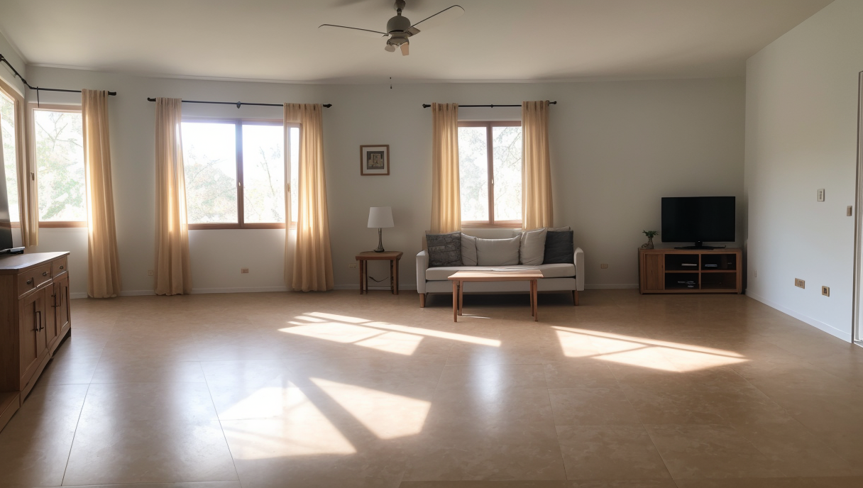 Imagen de una sala de estar renovada con un sistema de suelo radiante recién instalado
