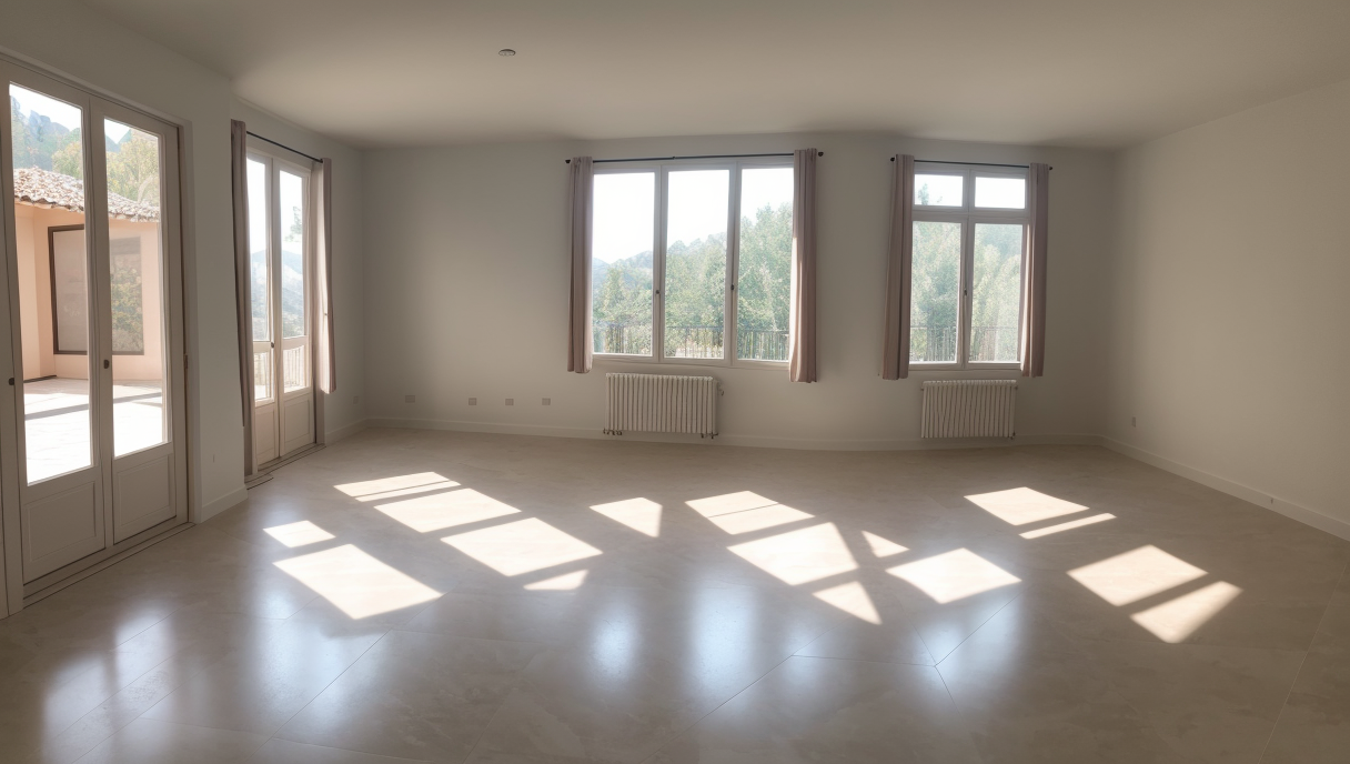 Imagen de una escena de renovación con un sistema de calefacción por suelo radiante recién instalado