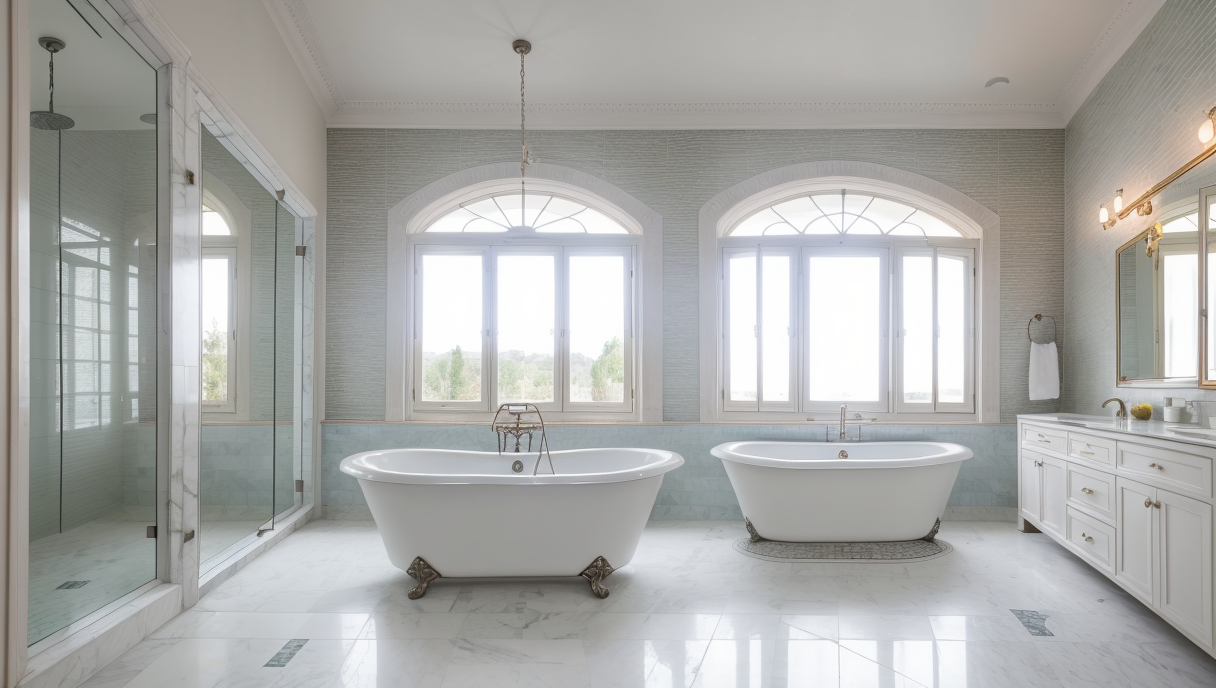 Descripción SEO de un baño renovado con suelo radiante y trabajos en azulejos elegantes