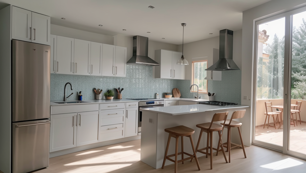 Imagen de una cocina reformada con electrodomésticos modernos
