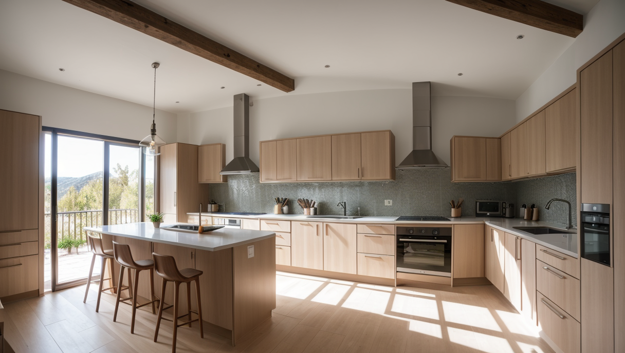Cocina bien diseñada con un layout eficiente