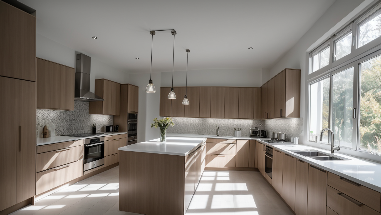 Cocina con modernos sistemas de iluminación