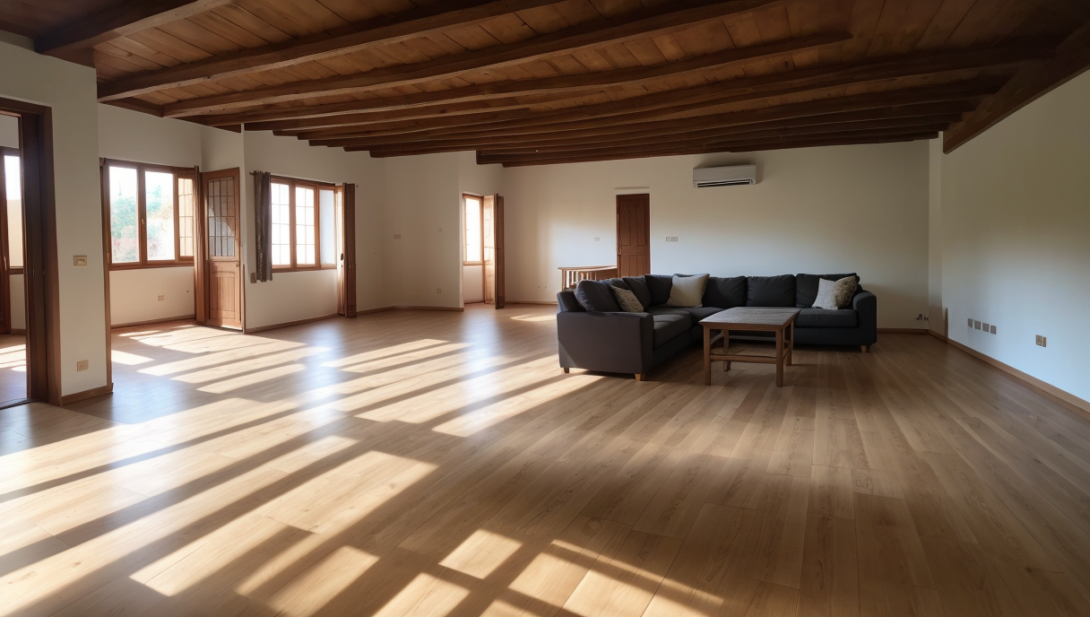 Imagen de un salón reformado con suelo radiante